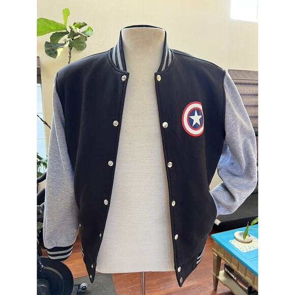 Men's Varsity Bomber Jacket Baseball Captain America Blue Size S Jacket - Picture 8 of 8
